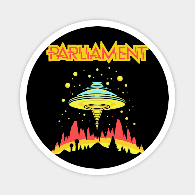 Parliament Funkadelic Retro Mothership UFO Rock Funk Throwback Magnet by robotbasecamp